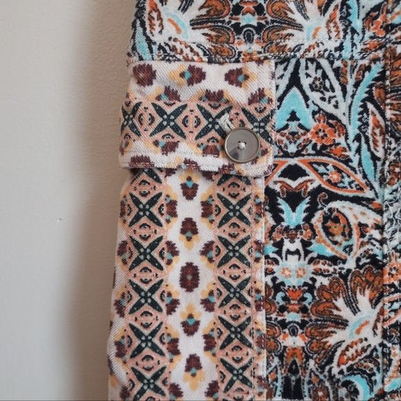 Anthropologue Print Velvet Cargo Barrel Leg Pant Size 8 - Picture 10 of 15